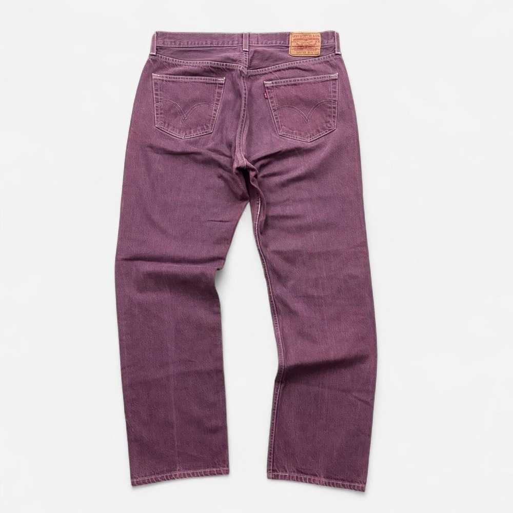 Levi's 501 Button Fly Straight Leg Purple Denim Jeans 35x30.5*